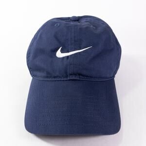 Nike Dri Fit Hat Adult Navy Blue Fitted Logo Baseball Cap M/L